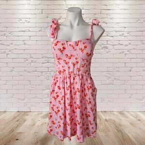 A.U.W Chic Rayon  Pink Dress with Fruit  Design Large